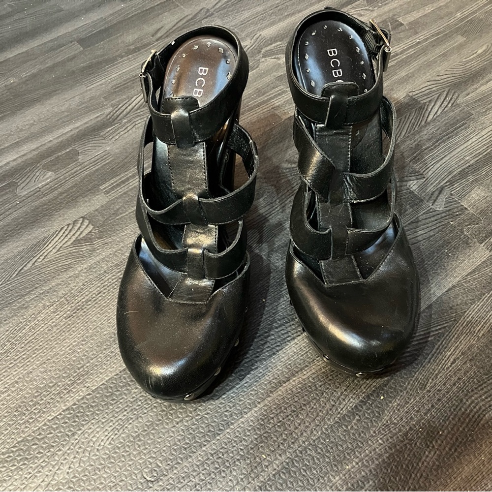 BCBG multi strap platform clogs. So rock star